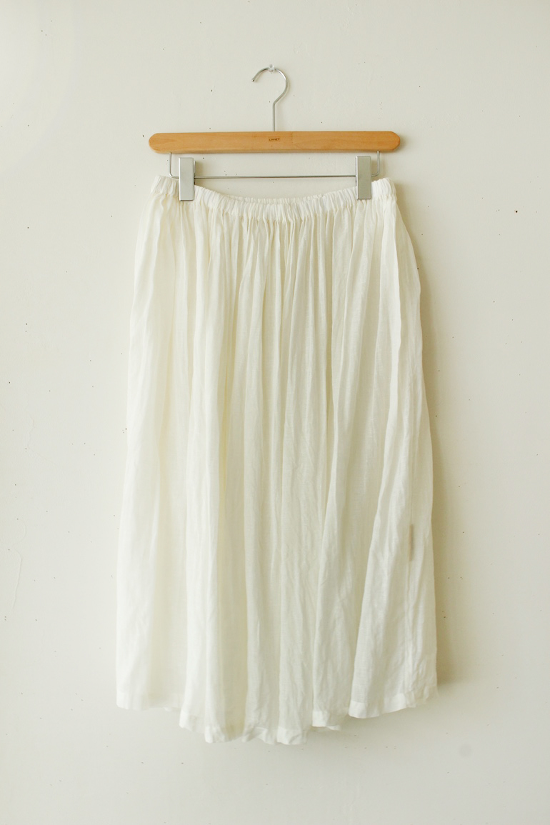 PDNo.114シンプルギャザースカート２巾<br />リネンガ-ゼ　ow