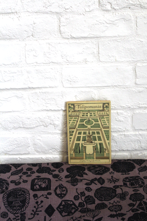 リネンプリント 花図案の吹き寄