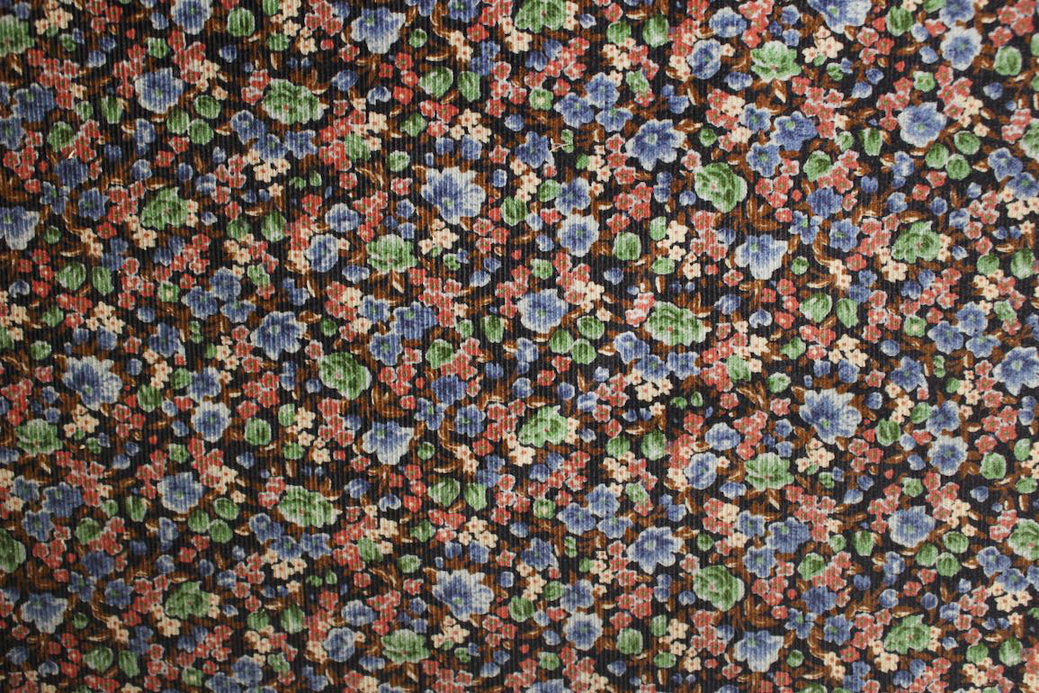 JP小花柄コール天22<br />ネイビ-