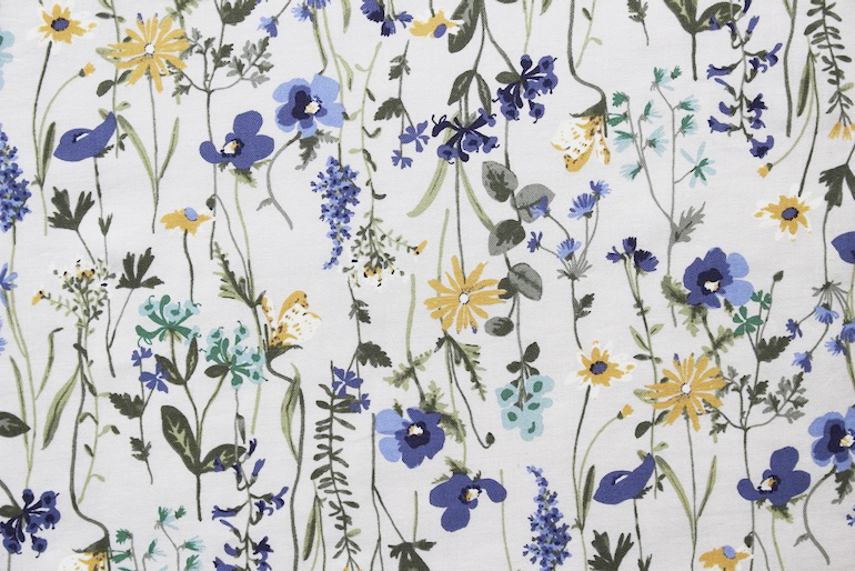 Jpコットン綾織フラワー<br />ブル-