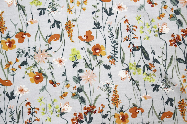 Jpコットン綾織フラワー<br />オレンジ