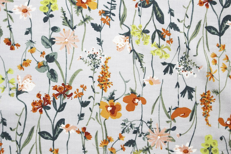 Jpコットン綾織フラワー<br />オレンジ