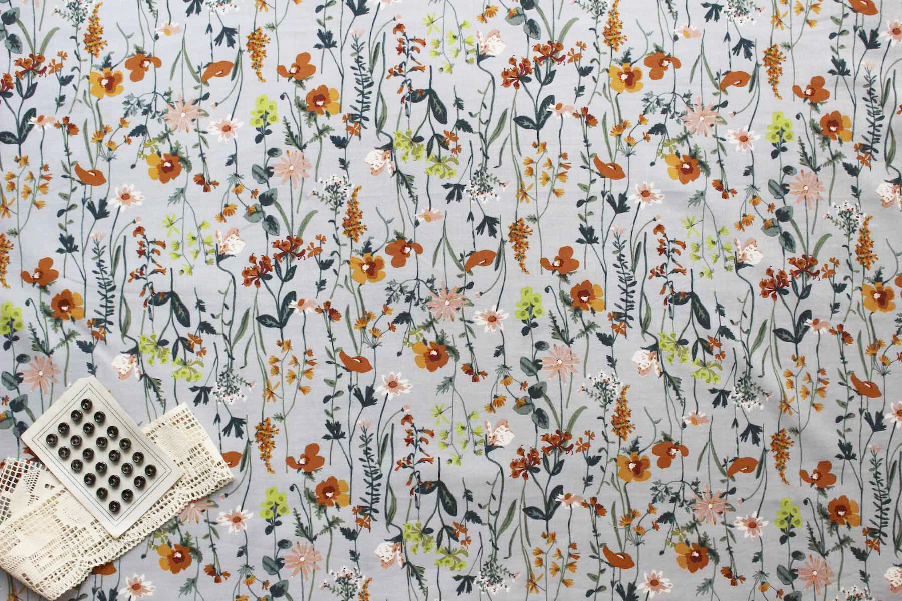 Jpコットン綾織フラワー<br />オレンジ