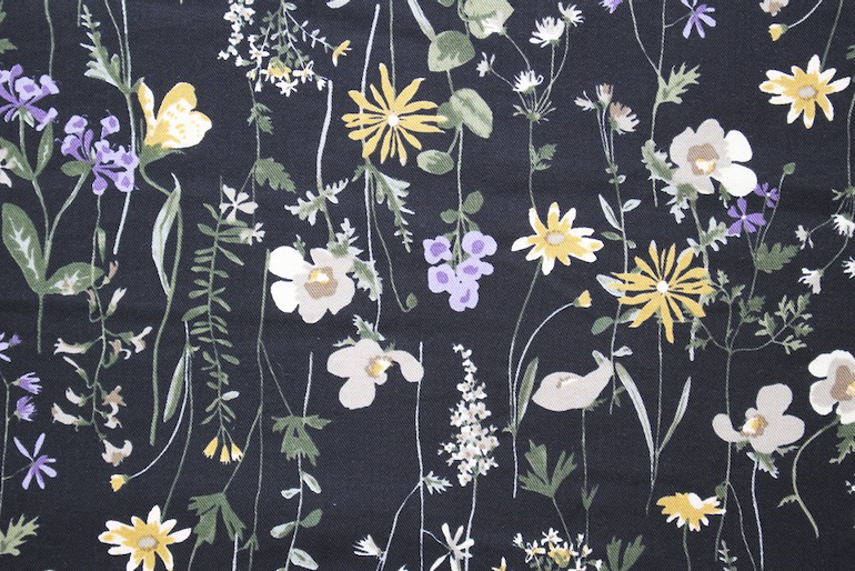 Jpコットン綾織フラワー<br />ブラック