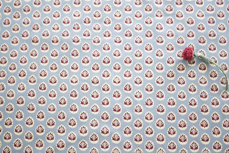 jc小紋フラワー　ラフィーユ<br />ブル-グレ-