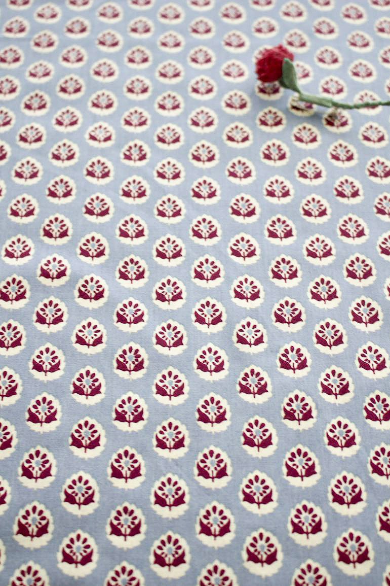 jc小紋フラワー　ラフィーユ<br />ブル-グレ-