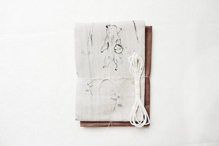 リネン巾着セット<br />カムチャツカの森　flax×Gr