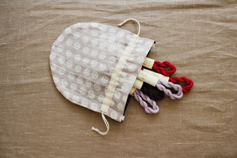 ポーチ巾着セット71<br />Rose Dotピジョングレ-