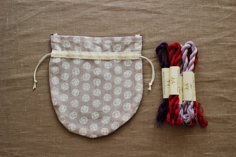 ポーチ巾着セット71<br />Rose Dotピジョングレ-