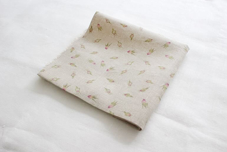 リネンプリントカットクロス35cm×35cm<br />薔薇蕾Flax
