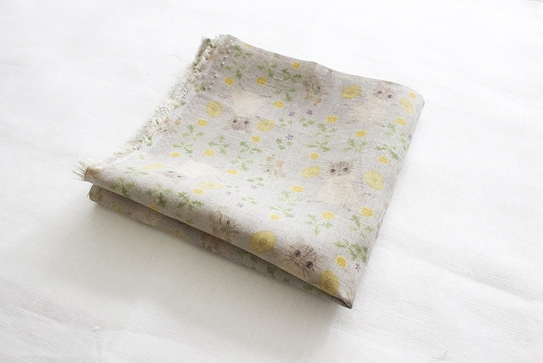 リネンプリントカットクロス35cm×35cm<br />シンバルと猫