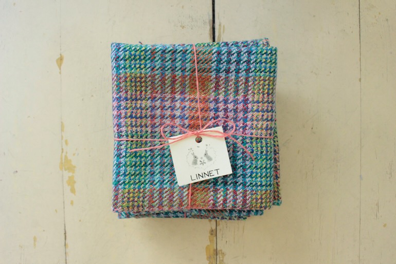 ヘンプラージチェックPINKカットクロス30cm×30cm<br />ピンク