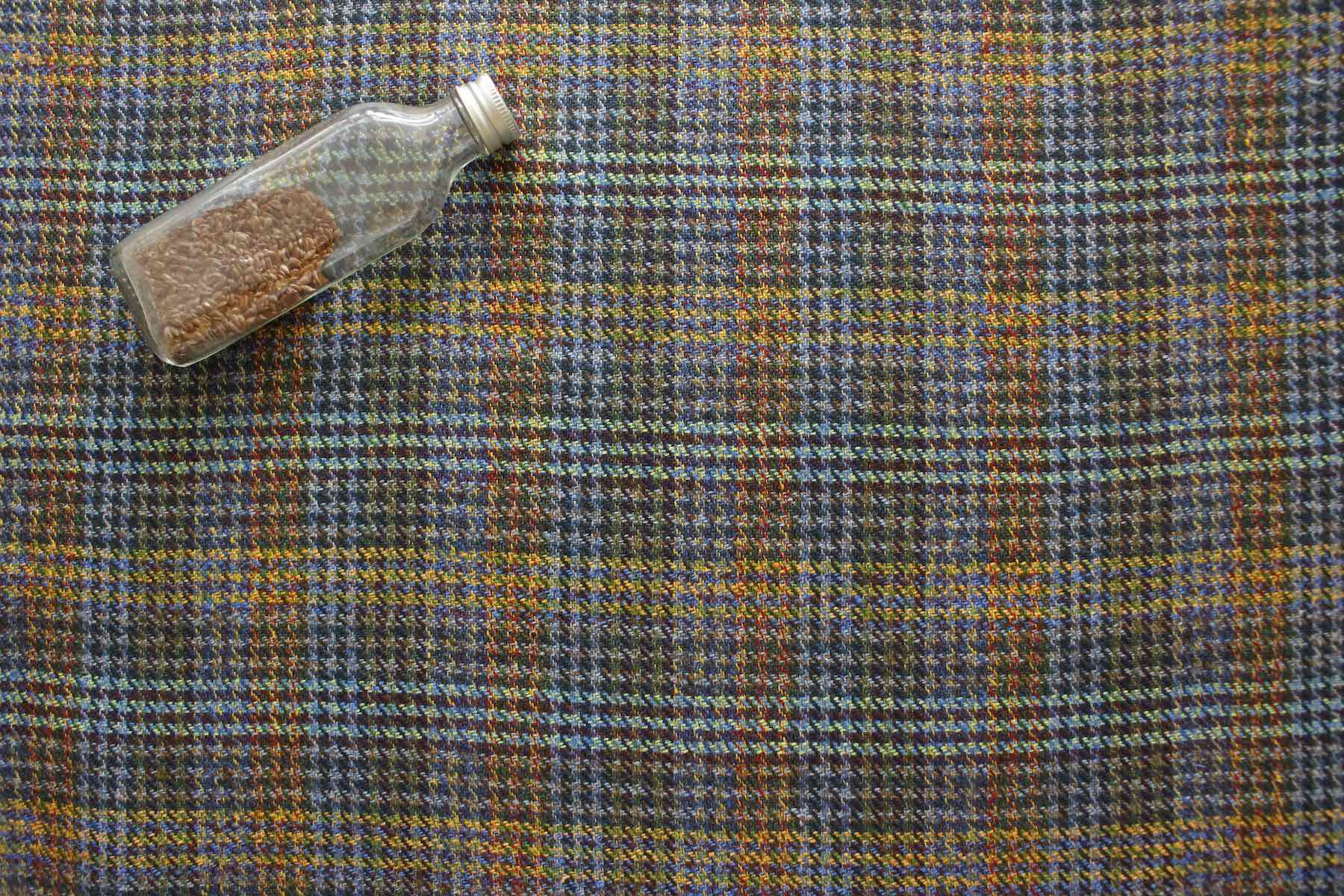 LINNETヘンプグレンチェック色多彩No.14<br />C#2水橙紫