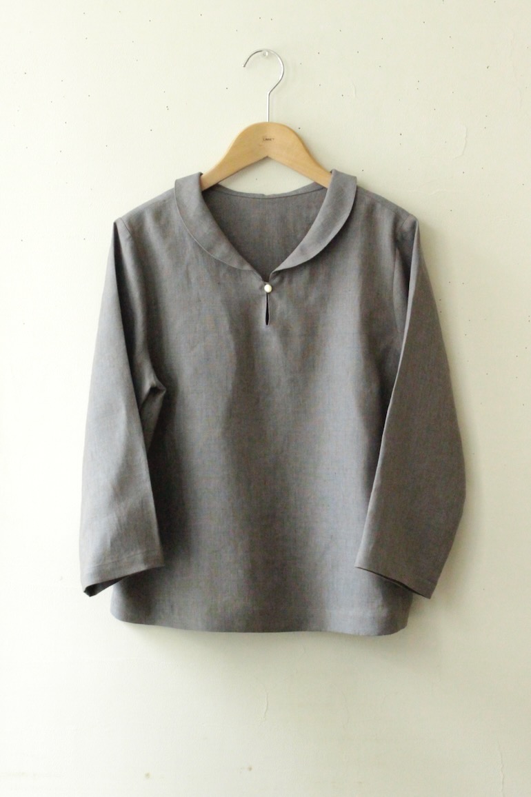 PD　No8へちま衿ブラウス<br />シャンブレイケルティックブル-