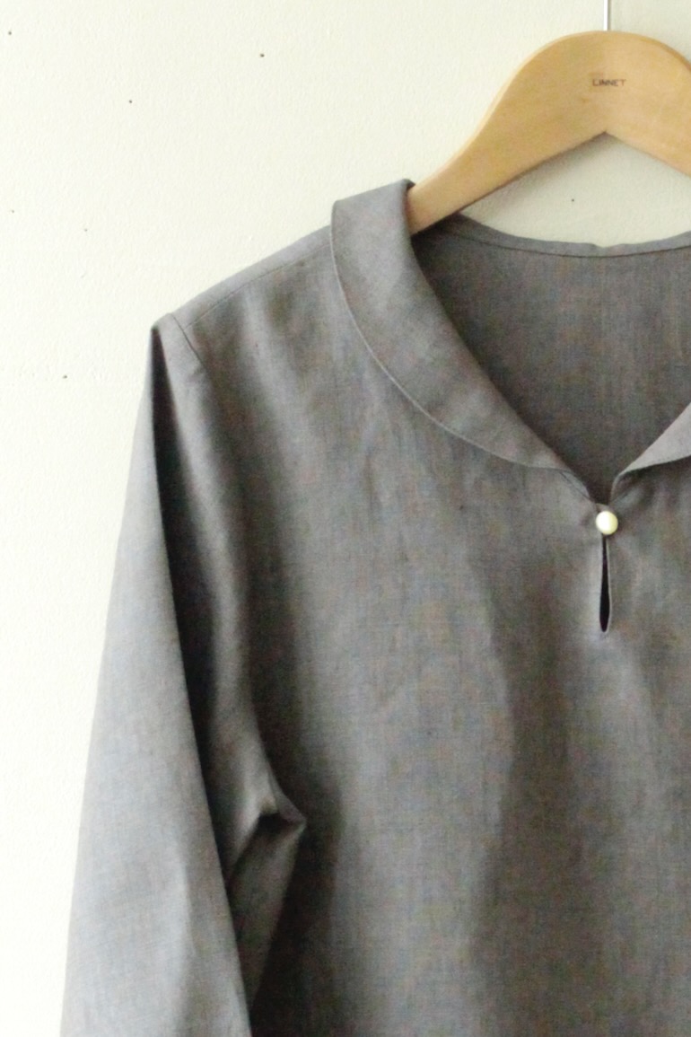 PD　No8へちま衿ブラウス<br />シャンブレイケルティックブル-