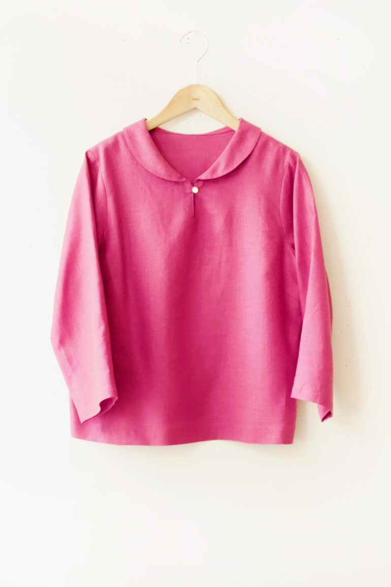 PD　No8へちま衿ブラウス<br />Fabインクベリ--L,XL