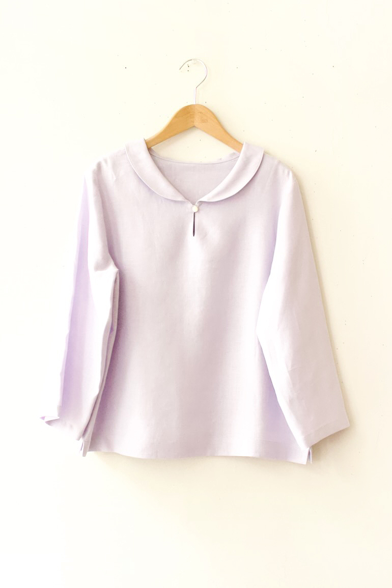 PD　No8へちま衿ブラウス<br />Fab ラベンダ--L,XL