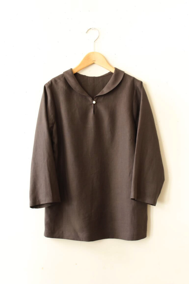 PD　No8へちま衿ブラウス着丈60cm<br />クラシックエスプレッソ