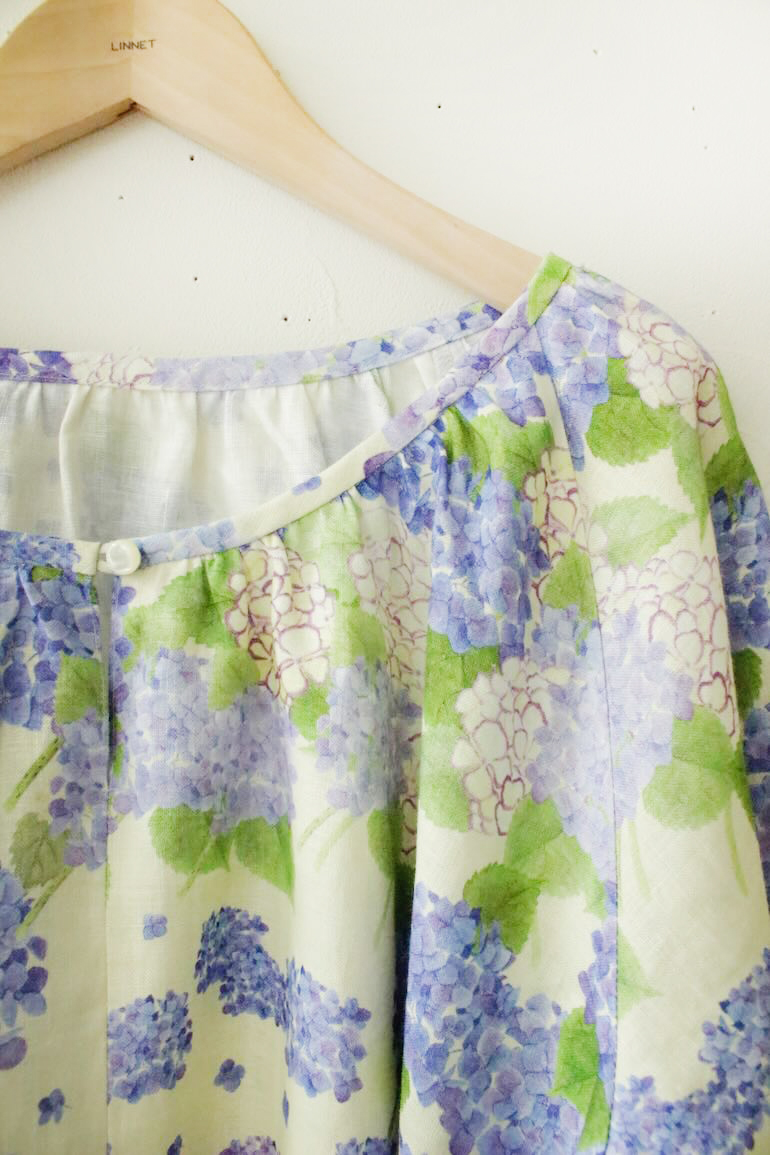 SO NO.107ラグランスリーブ　75cm丈<br />紫陽花　カナリア