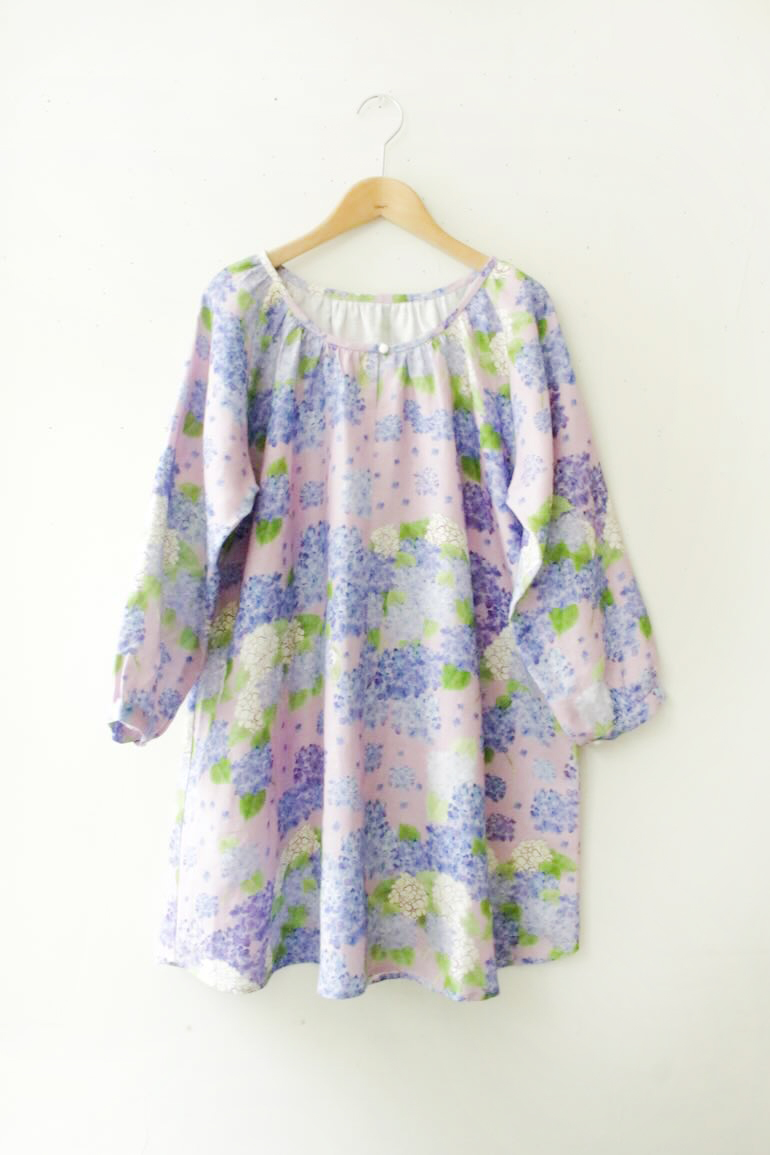 SO NO.107ラグランスリーブ　75cm丈<br />紫陽花こきいろグレ-紫