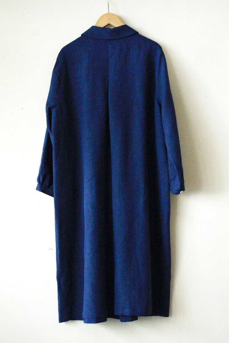 SDNo113ピンタックブラウスワンピース丈104cm長袖<br />シャンブレイネイビ-