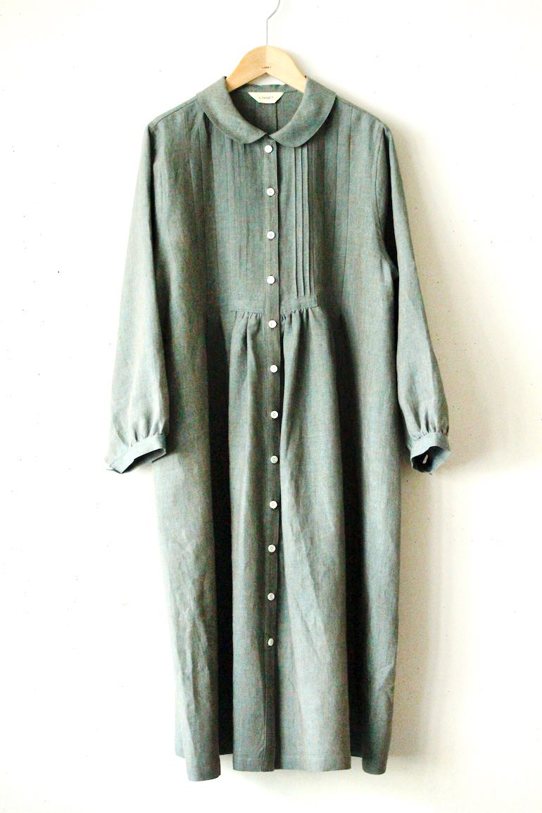 SDNo113ピンタックブラウスワンピース丈104cm長袖<br />シャンブレイナイトミストML