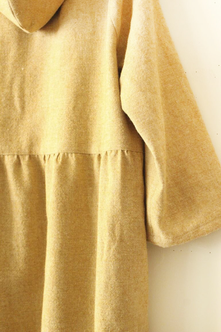 PDNo.120 フード付きワンピース　リネンウール<br />ジンジャ-イエロ-