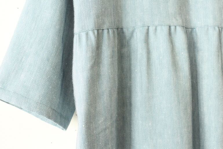 PDNo.120 フード付きワンピース　リネンウール<br />HBスモ-キ-ブル-