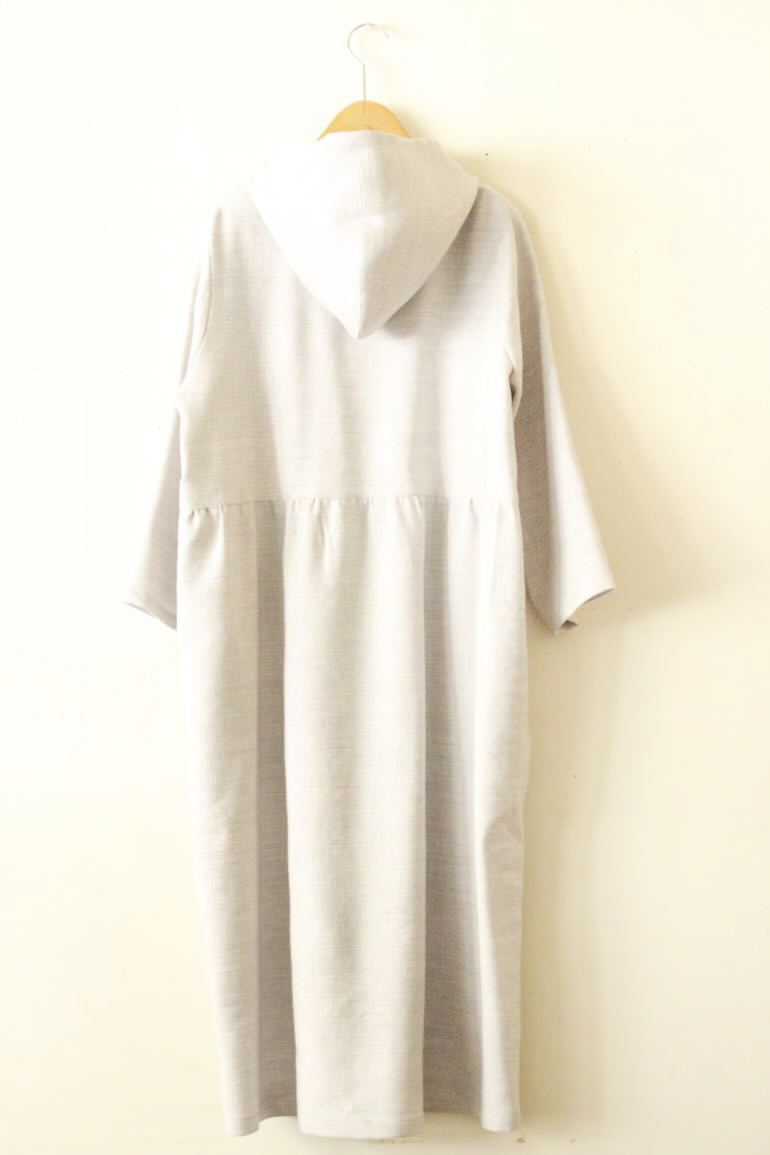 PDNo.120 フード付きワンピース　リネンウール<br />OXシルバ-グレ-