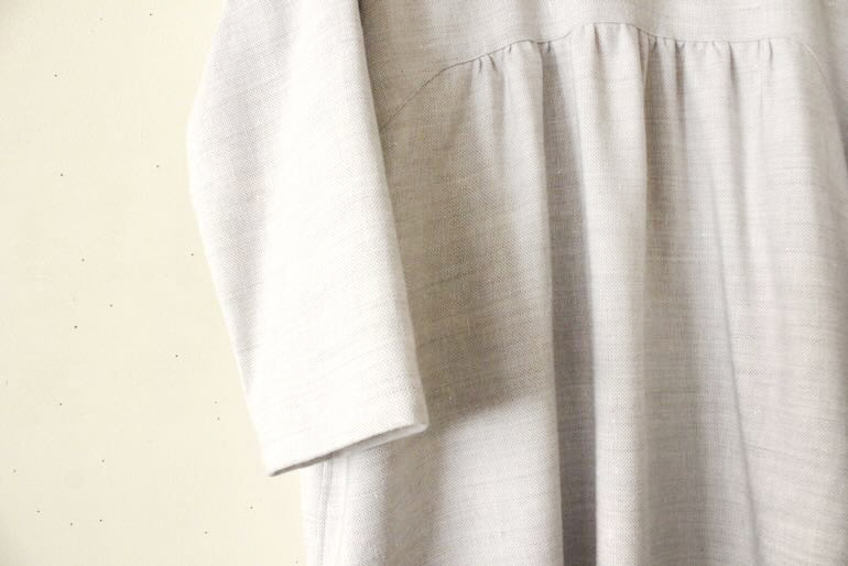 PDNo.120 フード付きワンピース　リネンウール<br />OXシルバ-グレ-