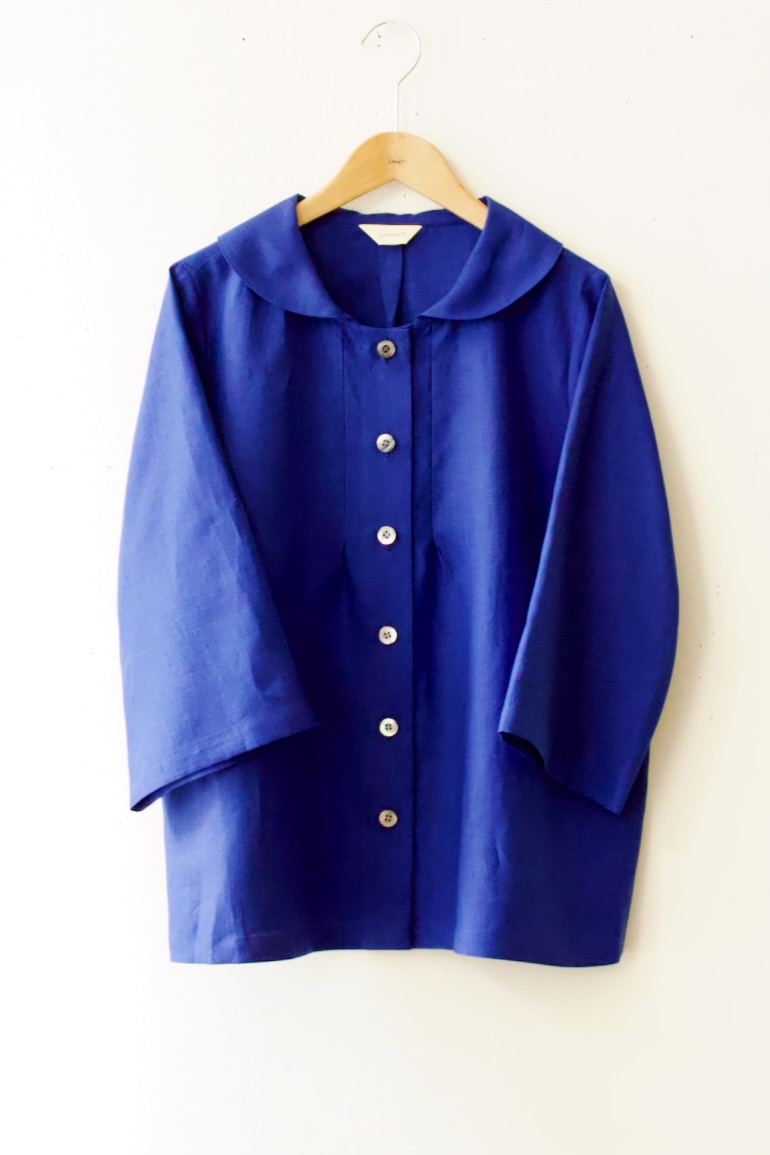 PDNo.126大きめヘチマ衿ブラウス　<br />クラシックロイヤルブル-M,L