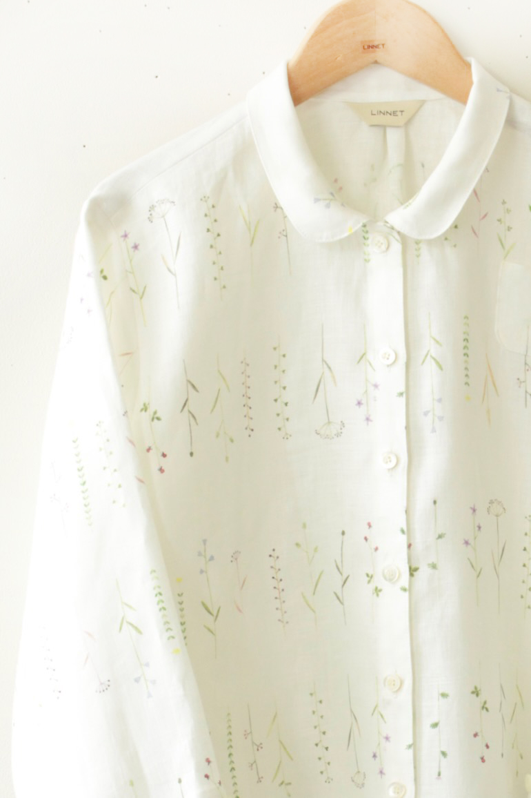 PD No.135小さな丸衿ブラウス　　7分袖<br />一枚の葉は