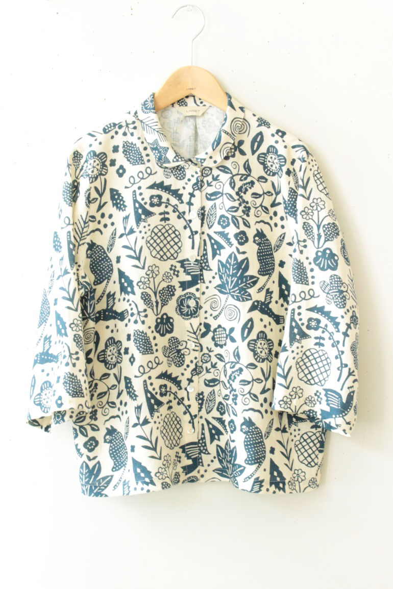 PD No.135小さな丸衿ブラウス　　7分袖<br />明るい外へ