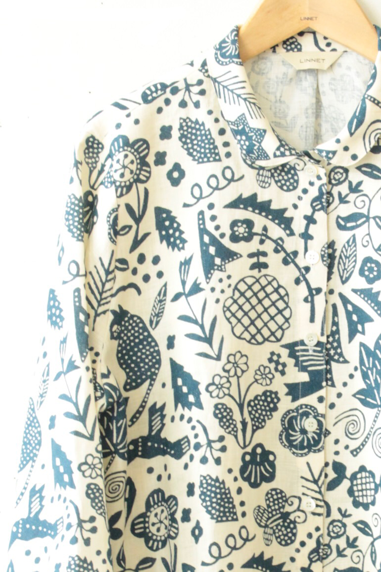 PD No.135小さな丸衿ブラウス　　7分袖<br />明るい外へ