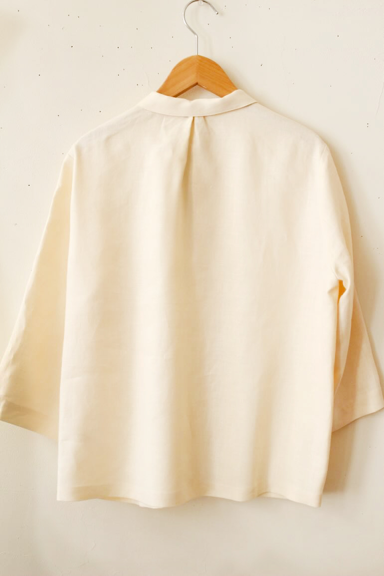 PD No.135小さな丸衿ブラウス　　7分袖<br />FABシャンパン
