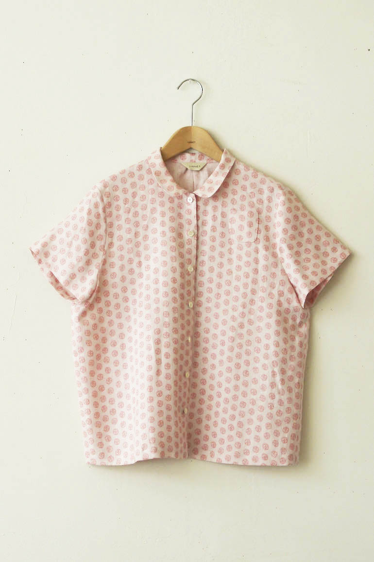 No135小さな丸衿ブラウス ローズドット<br />イングリッシュローズー