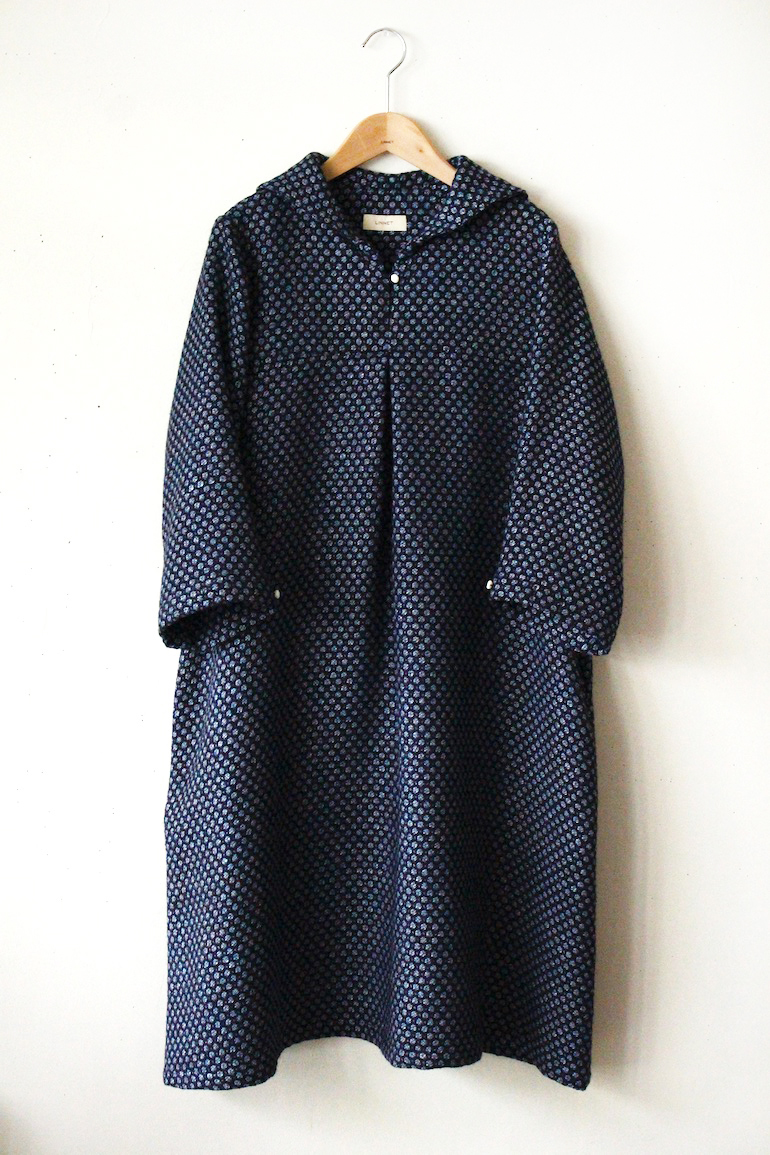 No140セーラーカラーのドレス　ヘンプウール<br />バ-ズアイ1Naブル-