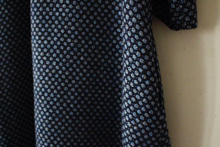 No140セーラーカラーのドレス　ヘンプウール<br />バ-ズアイ1Naブル-