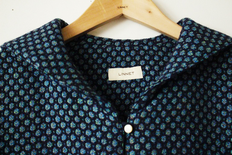 No140セーラーカラーのドレス　ヘンプウール<br />バ-ズアイ2Naグリ-ン