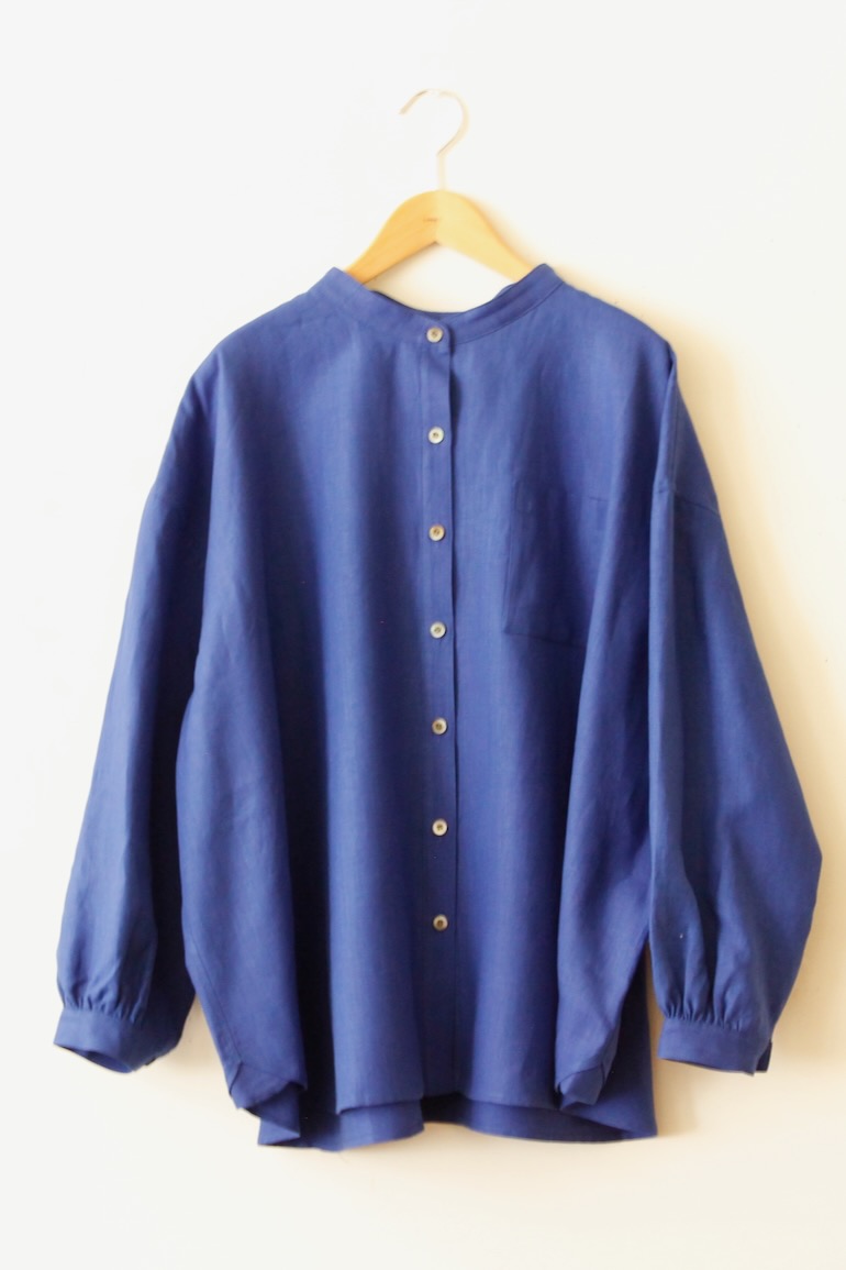 PD No.141　スタンドカラービッグシャツ長袖ギャザー<br />クラシックロイヤルブル-