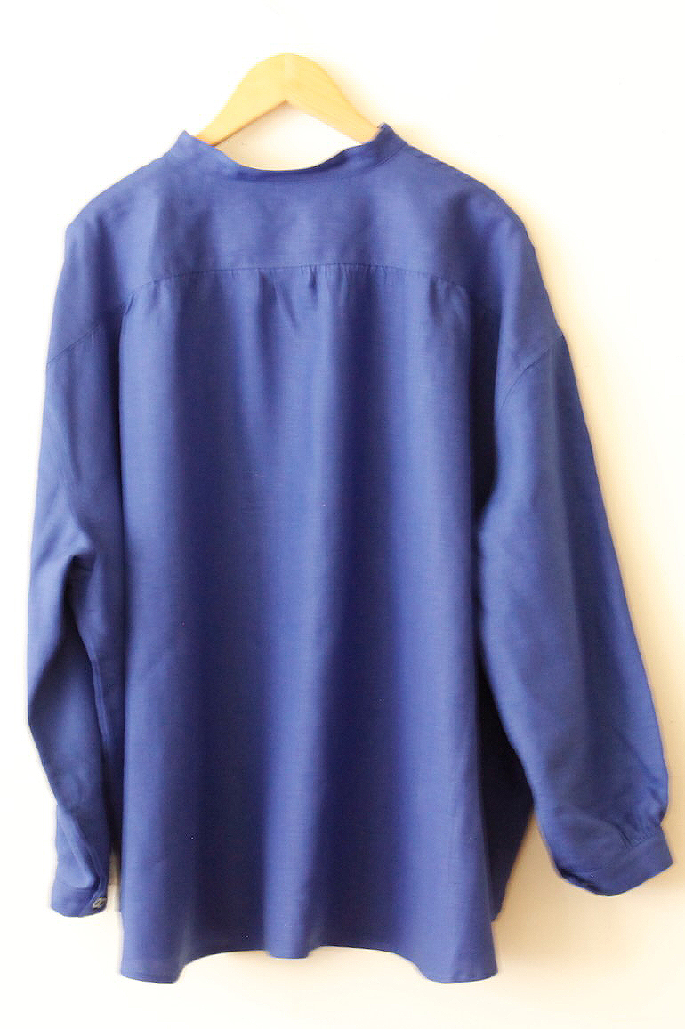 PD No.141　スタンドカラービッグシャツ長袖ギャザー<br />クラシックロイヤルブル-