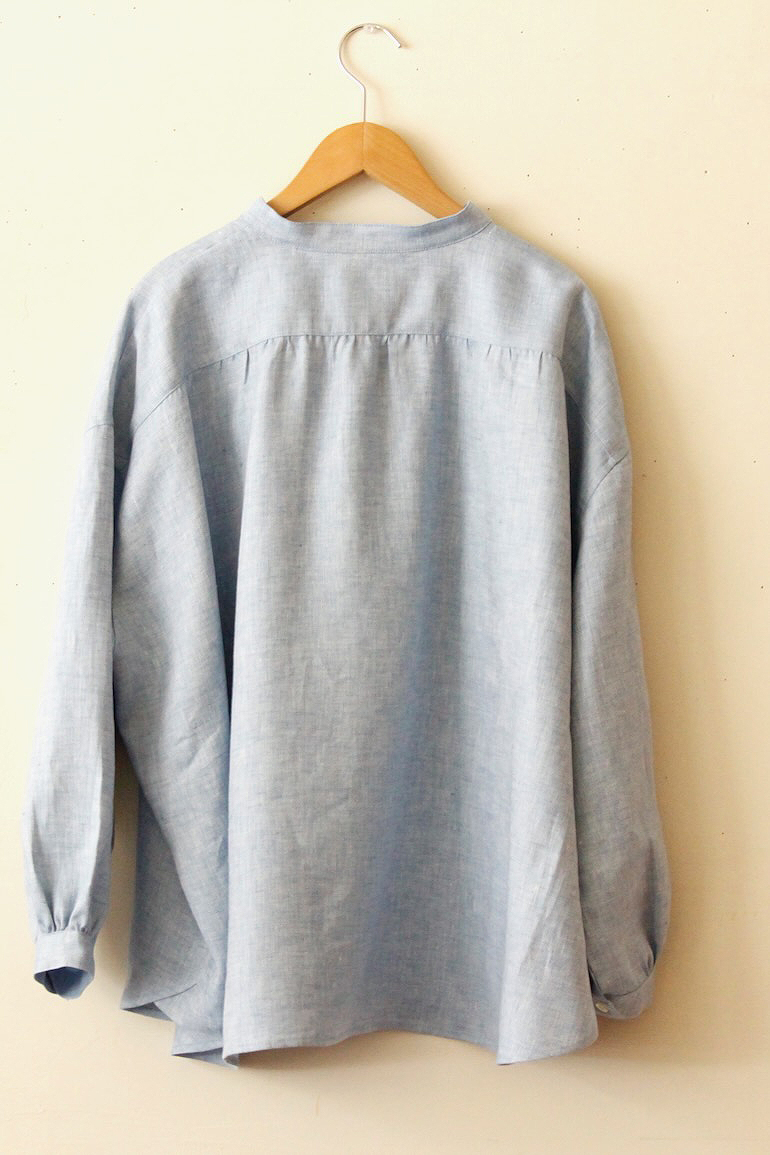 PD No.141　スタンドカラービッグシャツ長袖ギャザー<br />HB17 水色