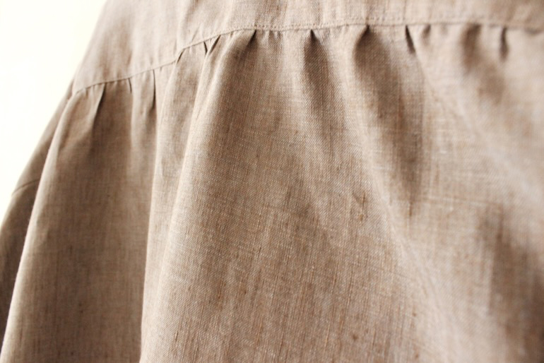 PD No.141　スタンドカラービッグシャツ長袖ギャザー<br />シャンブレイブル-シェ-ド