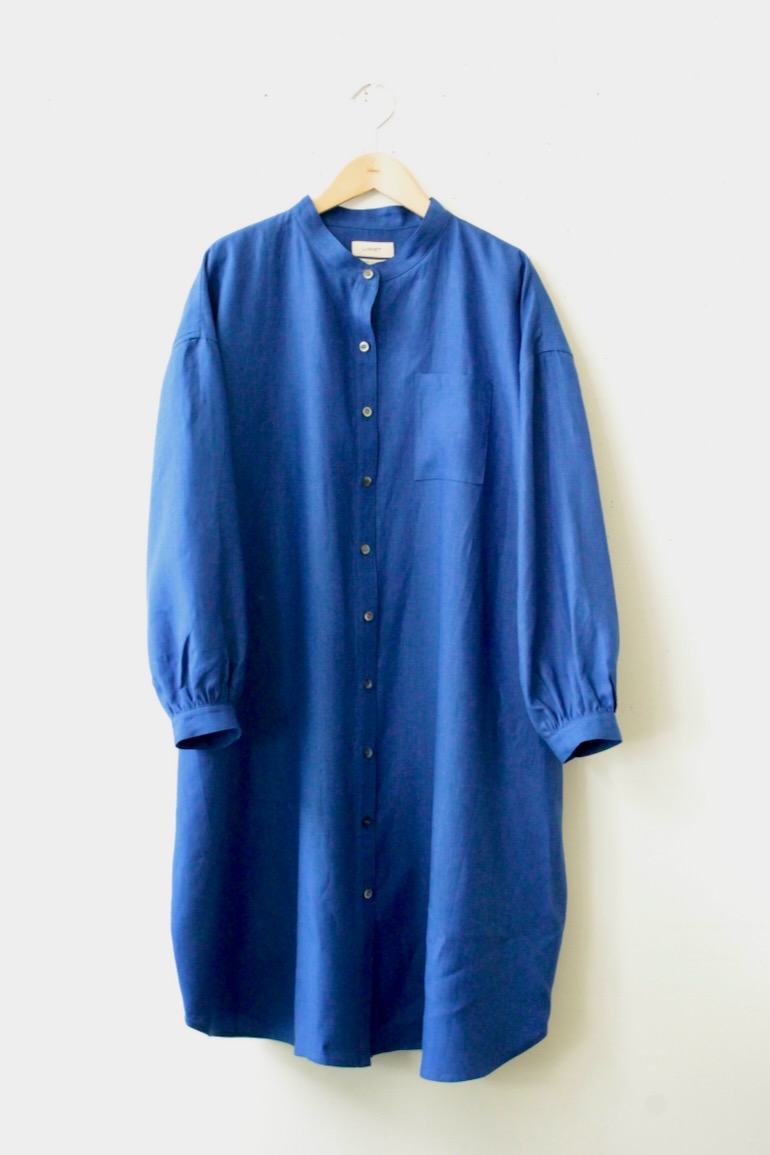 PD No.141　スタンドカラービッグロングシャツ長袖ギャザー<br />クラシックロイヤルブル-