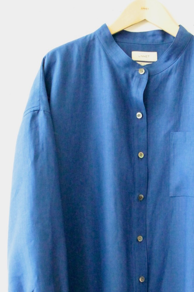 PD No.141　スタンドカラービッグロングシャツ長袖ギャザー<br />クラシックロイヤルブル-