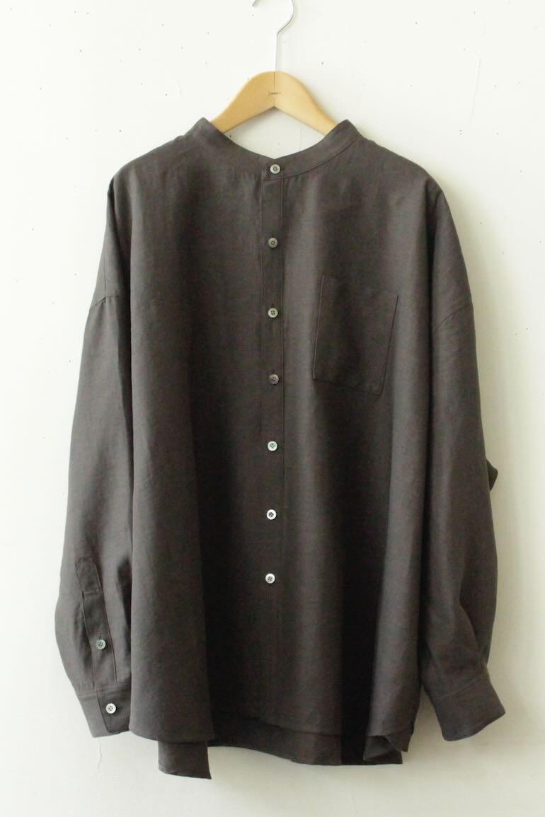 PDNo.143スタンドカラービッグシャツタック長袖<br />クラシックエスプレッソML