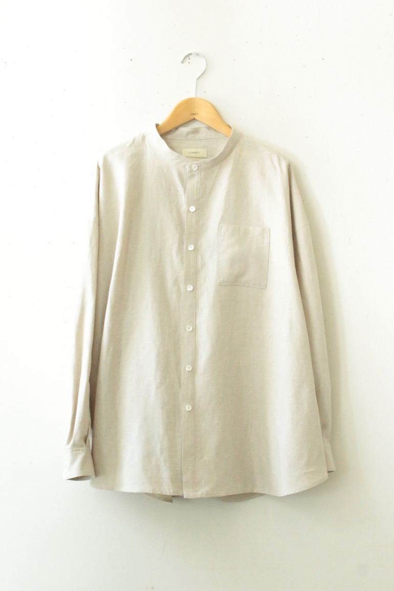 PDNo.143スタンドカラービッグシャツタック長袖<br />クラシックフラックス