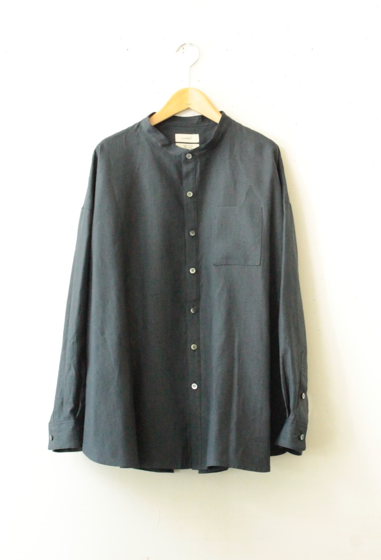 PDNo.143スタンドカラービッグシャツタック長袖<br />クラシックネイビ-