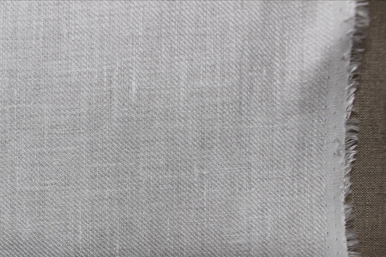 PDNo.143スタンドカラービッグシャツタック長袖<br />リネンツイル白