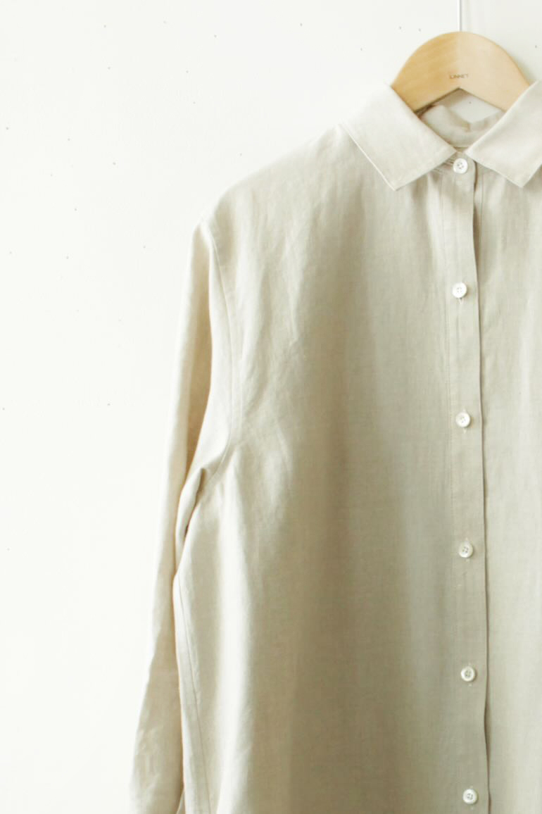 No145シャツカラーロング前開き<br />クラシックFlax